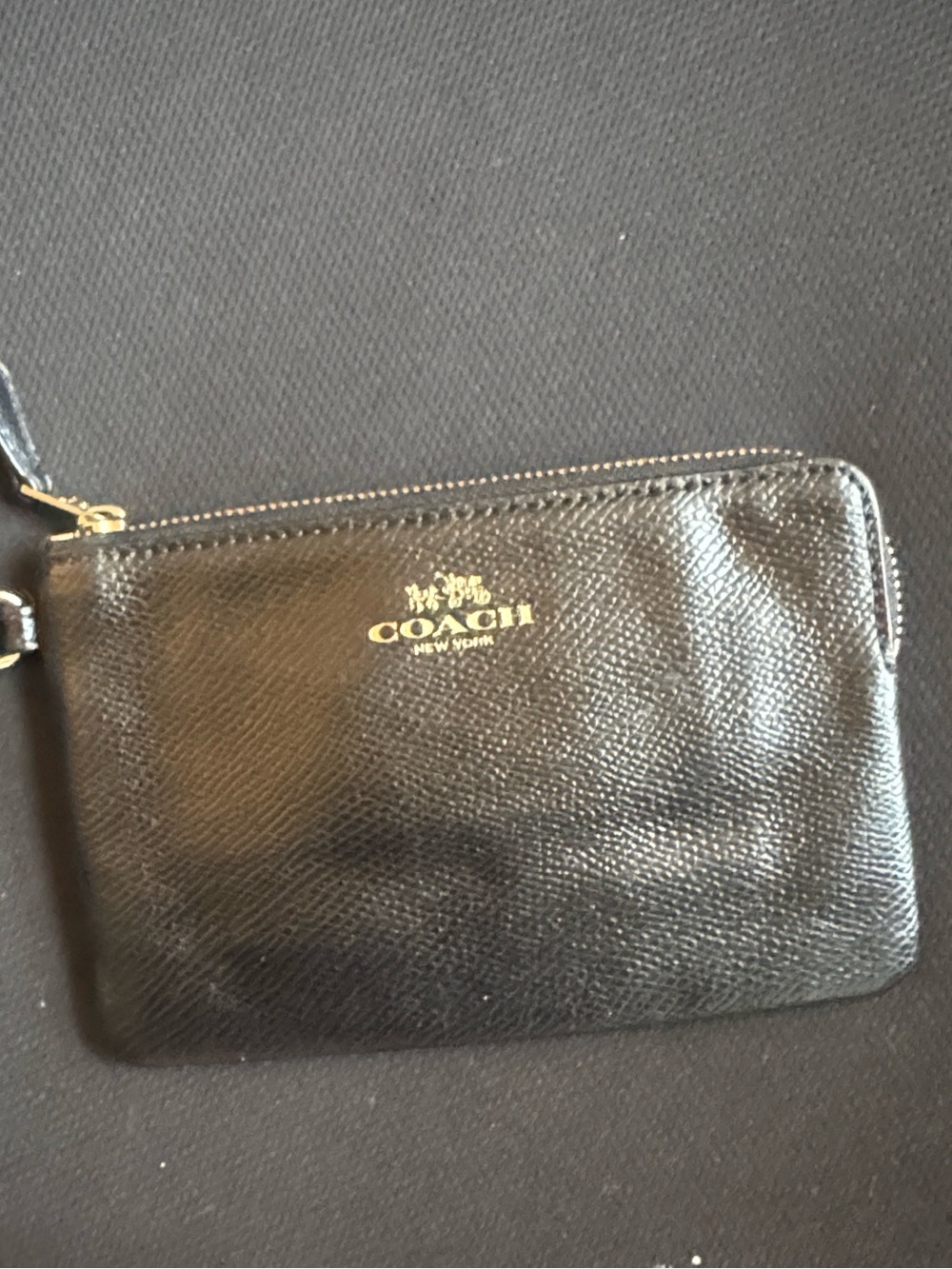 Coach Black Zip wristlet with Gold Hardware